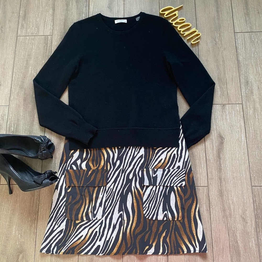 Equipment Cashmere Silk Shirley Leopard Sweater Dress Animal Print Long Sleeve